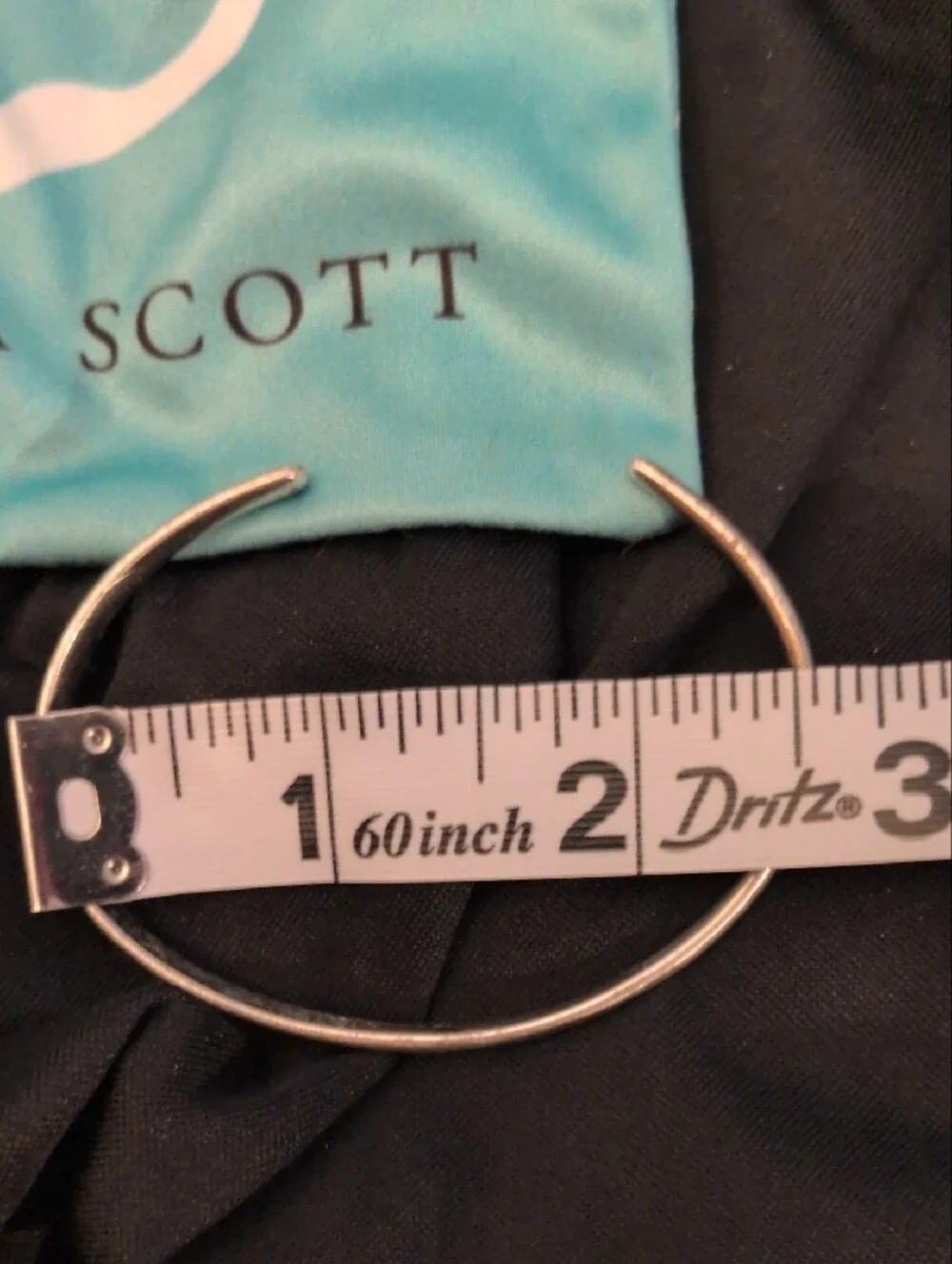 Kendra Scott Silver Tone Cuff Bracelet with Turquoise Pouch